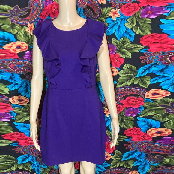 WOMEN'S CALVIN KLEIN DRESS RUFFLED SLEEVELESS MINI WOMENS SIZE 8 PENCIL DRESS - Picture 1 of 3